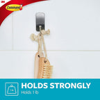 Command Small Bath Hook, Holds up to 1 lb, 1 Satin Nickel Shower Hook - Image 3