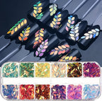 12 Colors Leaf Nail Art Glitter Sequins, Holographic 3D Leaves Nail Art Flakes - Image 6