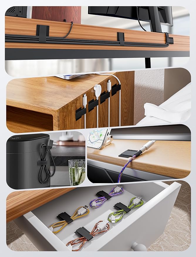 Adhesive Wire Management, Adjustable Cable Straps, Sticky-Back Cord Organizer - Image 3
