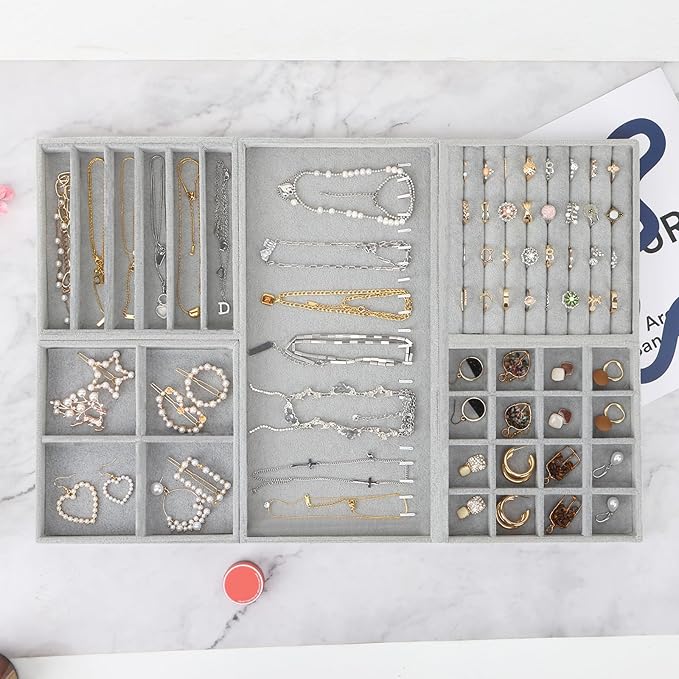 Fixwal Jewelry Organizers and Storage, 14in Stackable Jewelry Drawer Organizer - Image 4