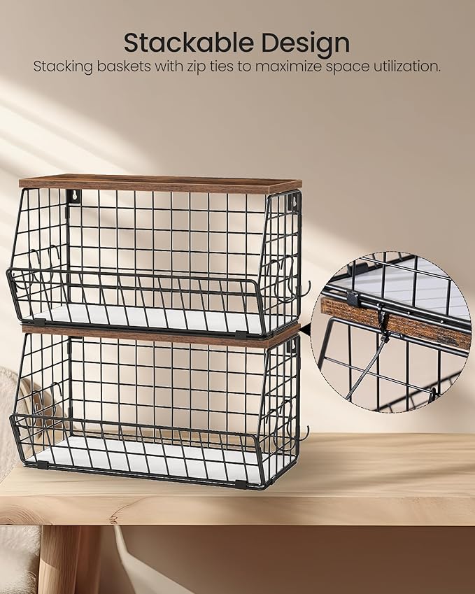 2-Tier Fruit Basket for Kitchen, Stackable wire basket - Image 5