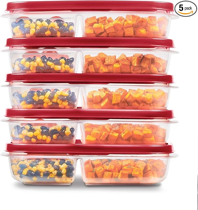 Rubbermaid EasyFindLids Meal Prep Containers 5.1 Cup Red by Rubbermaid