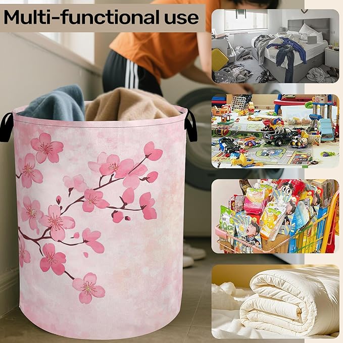 Pink Cherry Blossoms Laundry Basket - Image 6