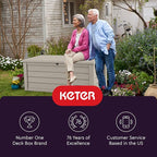 Keter Westwood 150 Gallon Resin Large Outdoor Storage Box for Patio Furniture, Outdoor Cushions, Garden Tools and Pool Floats, Beige - Image 9