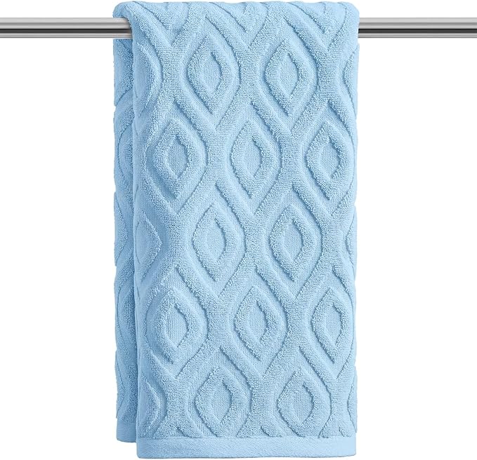 Artoid Mode 1 Pc Light Blue 3D Diamond Grid Jacquard Hand Towels by ArtoidMode