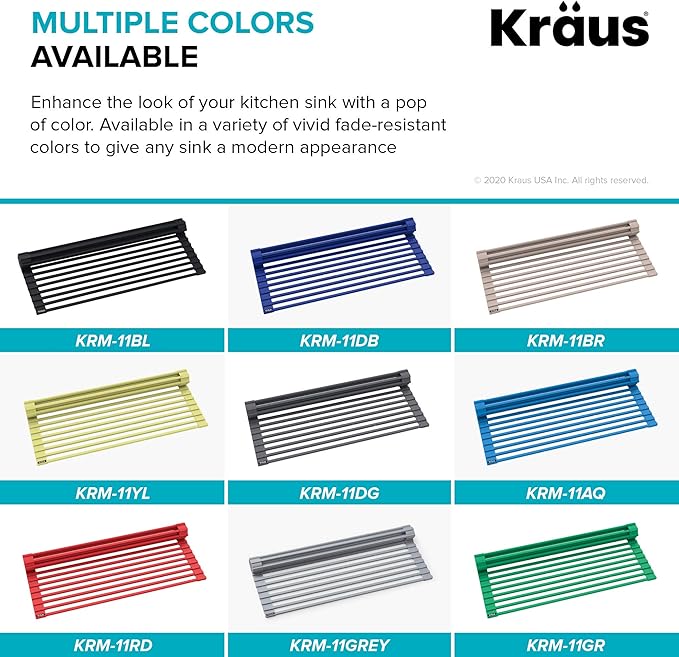Kraus Multipurpose Workstation Sink Roll-Up Dish Drying Rack, Colander and - Image 11