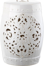 Safavieh Flora Glazed Ceramic Decorative Garden Stool, Antique White (ACS4527A) by SAFAVIEH