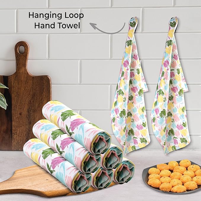 Urban Villa Collection Kitchen Towels Tulip Flowers Multi Color Premium Quality - Image 4