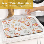 Fall Dish Drying Mat for Kitchen Counter Autumn White Pumpkins Maple Leaves - Image 7