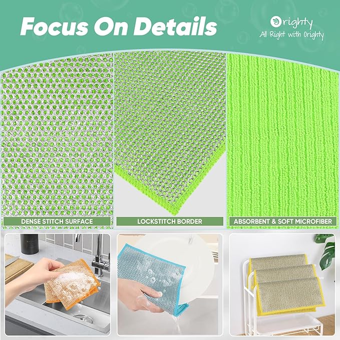 Orighty Multipurpose Wire Dishwashing Rag 12 Pcs, Upgraded Double-Layer - Image 3