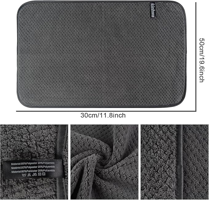 KinHwa Microfiber Hand Towels for Bathroom Soft and Absorbent Face Towels Grey - Image 6