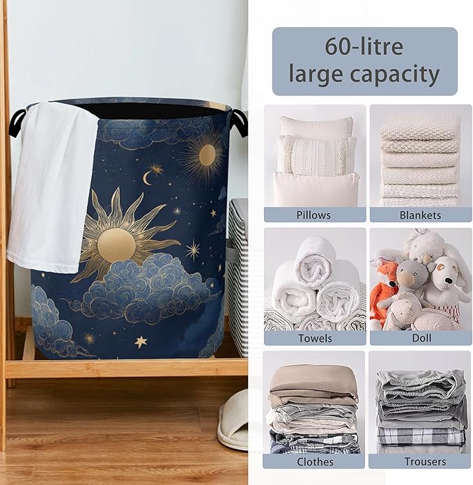Sun Moon Stars Laundry Basket, Oxford Cloth Laundry Hamper - Image 6