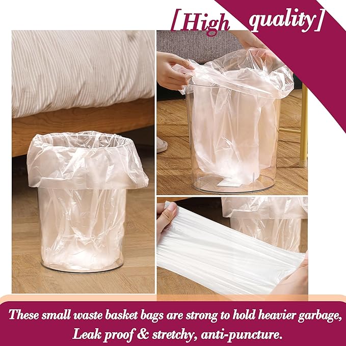 4 Gallon 180pcs Small Clear Trash Bags Strong Clear Garbage Bags, Bathroom - Image 4