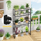 Simple Trending 3 Tier Metal Plant Stand Outdoor Indoor Waterproof, Stackable Heavy Duty Tall Plant Shelf Flower Pot Holder for Garden, Display Rack, Black - Image 3