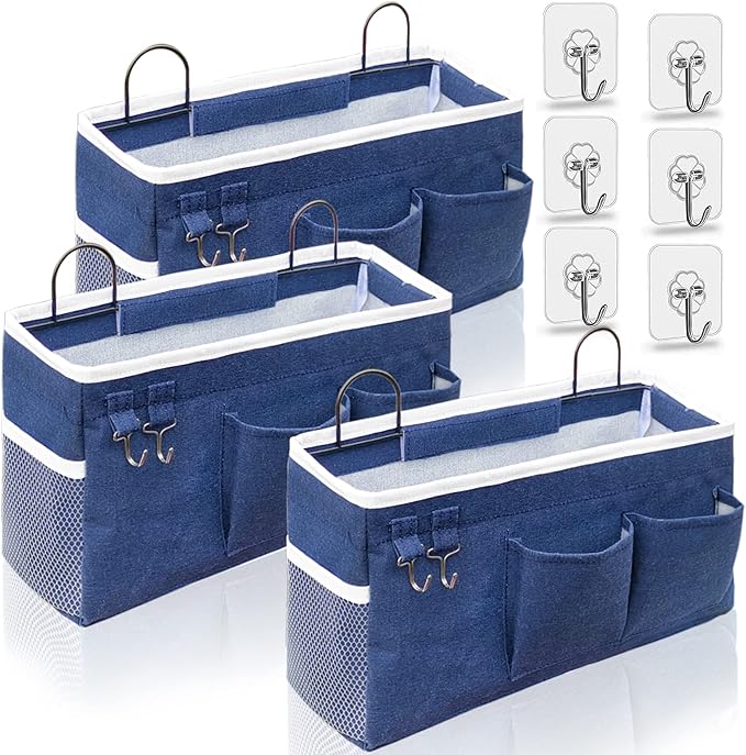 3pcs Large Wall Hanging Organizer Bag, Linen Fabric Door Hanging Storage Baskets by KANRICHU