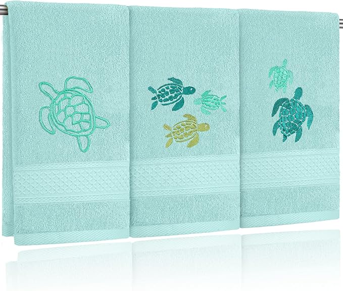 3 Pack Sea Turtle Coastal Hand Towels by Hahafelt