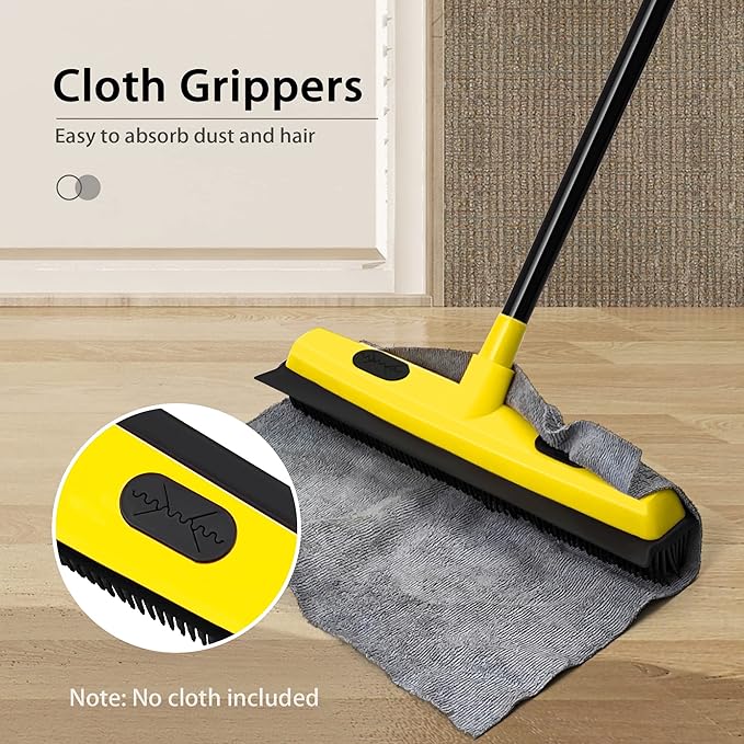 Rubber Broom with Squeegee, Pet Hair Removal 52.8 inches Long Handle, Push Fur - Image 4