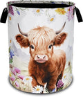 Highland Cow Laundry Basket Oxford Cloth Animal Flowers Laundry Hamper by Unknown