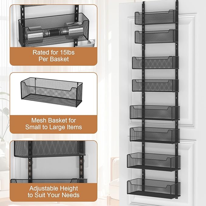 Over The Door Organizer, 8-tier Metal Door Organizer Hanging - Image 6