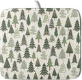 Christmas Dish Drying Mat for Kitchen Counter 16x18 Green Xmas Tree Block Print by Aytipun