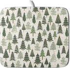 Christmas Dish Drying Mat for Kitchen Counter 16x18 Green Xmas Tree Block Print by Aytipun