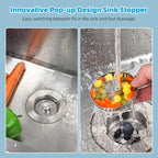 Hibbent All Metal Stainless Steel 3 in 1 Kitchen Sink Drain Strainer, Upgraded - Image 2