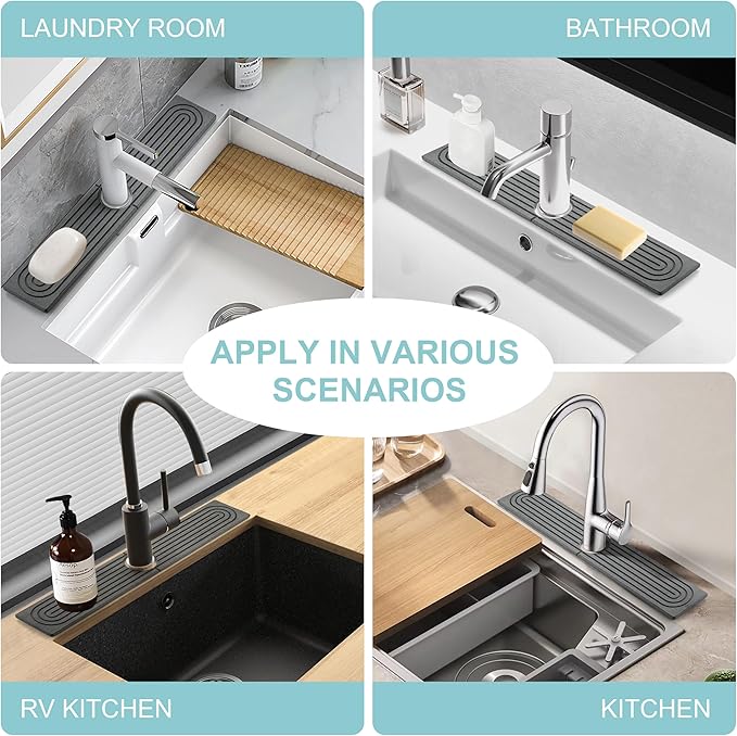 Faucet Mat for Kitchen Sink, Diatomite Fast Drying Stone Sink Tray, Super - Image 7