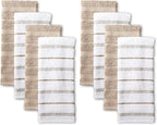 KitchenAid Albany Kitchen Towel 8-Pack Set, Milkshake Tan/White by KitchenAid