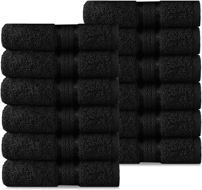 COTTON CRAFT Ultra Soft 12 Pack Wash & Face Cloths 12x12 by COTTONCRAFT