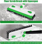 Floor Scrub Brush with Long Handle, 3-in-1 Scrape Scrubber Brush with Squeegee - Image 3
