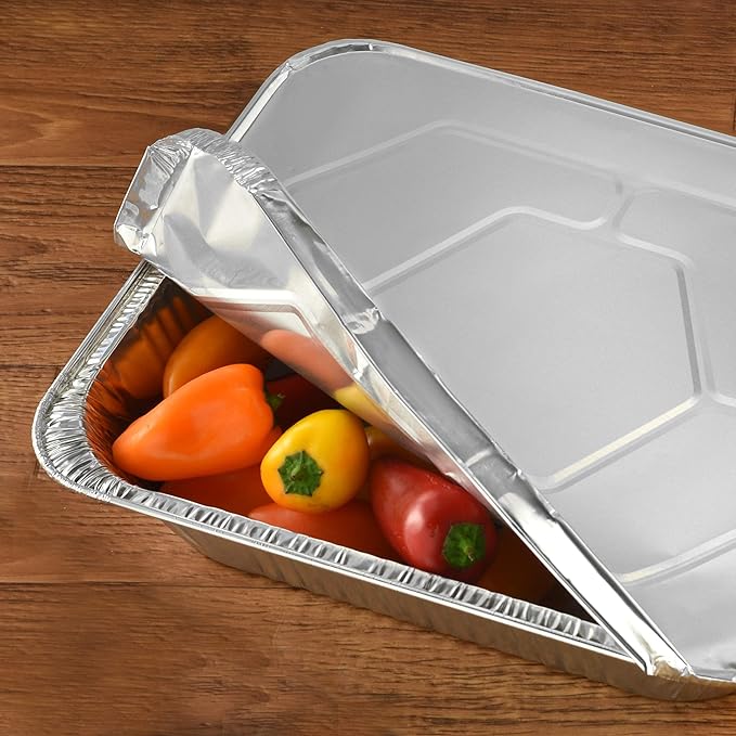 NYHI 9x13 Aluminum Pans With Lids, Disposable Half Size Steam Table Foil Pans - Image 5