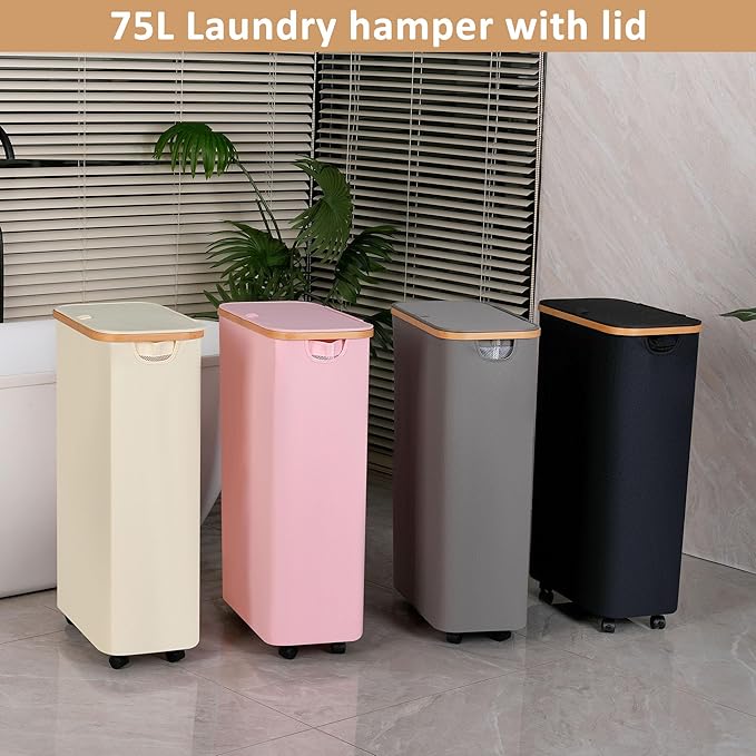 Laundry Basket with Lid, Large Laundry Hamper with Handle and Lid, Collapsible - Image 6