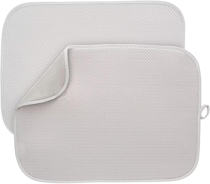 2-Pack Light Gray Dish Drying Mats 17” x 24” – XL Kitchen Drying Mat - Image 7
