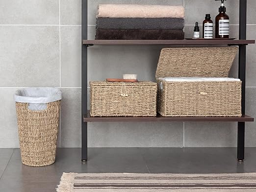 StorageWorks Wicker Waste Basket, Handwoven Seagrass Trash Can - Image 7