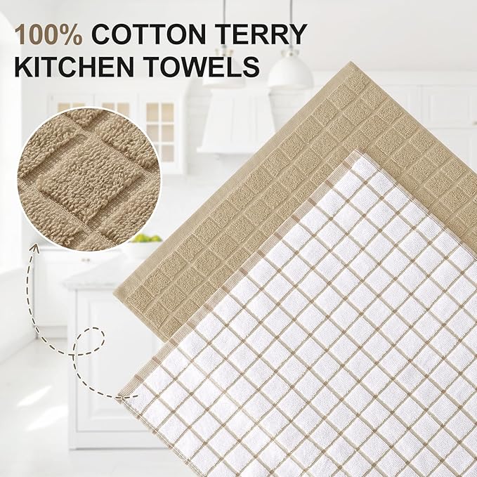 Homaxy Premium Cotton Kitchen Towels 16"x 28", Large Natural Ring Spun 390 GSM - Image 2
