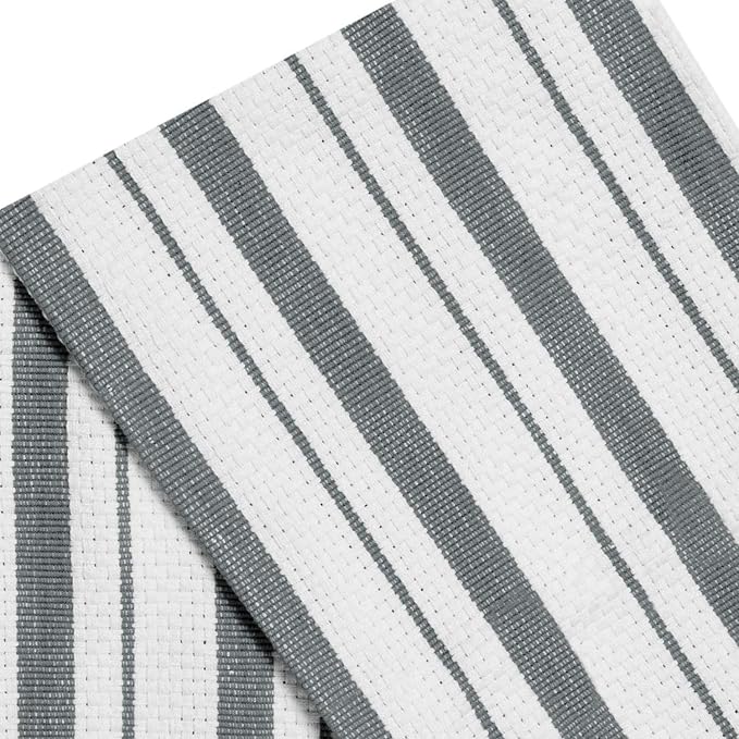 COTTON CRAFT - 4 Pack - Basket Weave Kitchen Towels - Grey - Cotton - Oversized - Image 9