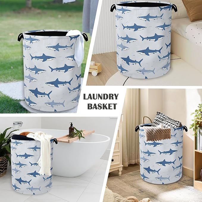 Cute Shark Laundry Basket, Foldable Oxford Cloth Tote Bag Laundry Hamper - Image 4