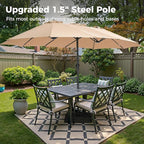 SUPERJARE 13FT Outdoor Umbrella for Patio, Double sided Pool Umbrellas with Fade Resistant Canopy, Large Table Umbrella for Deck, Market, Backyard - Beige - Image 3