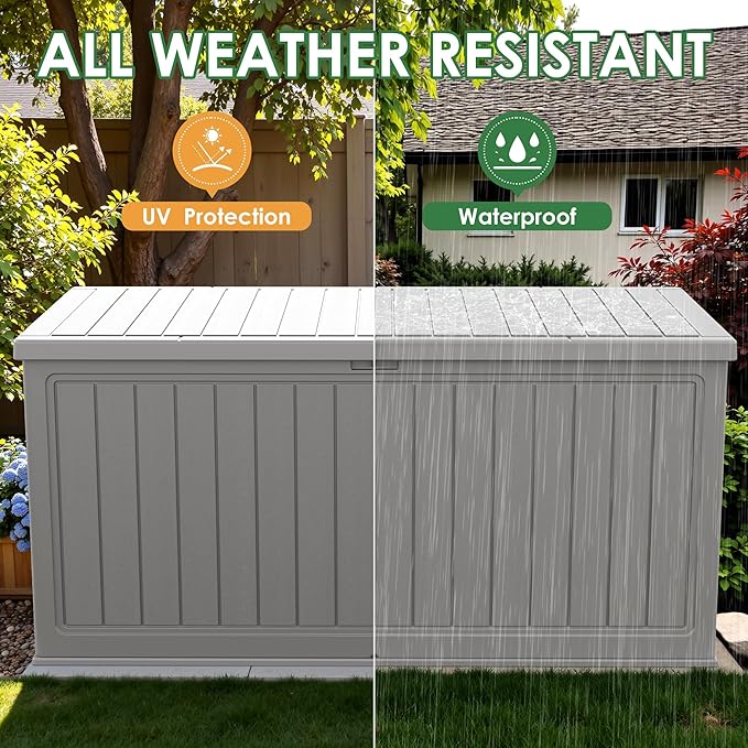 Devoko 260 Gallon Double-Wall Deck Box with Divider, Side Handles, Resin Outdoor Large Storage Box Waterproof and Lockable for Patio Furniture, Garden, Pool (Grey, 260 Gallon) - Image 5