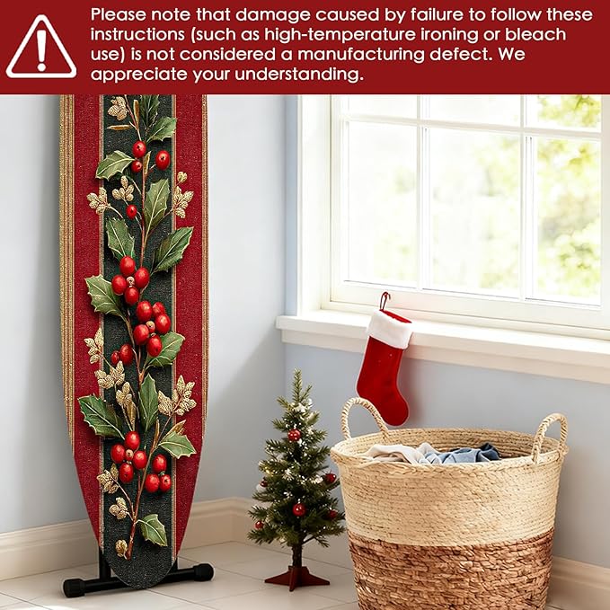 Nuxovilar Ironing Board Covers Winter Holly Berries Pattern Polyester 15x54 - Image 6