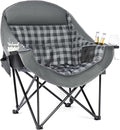 Oversized Camping Chairs for Adults - Heavy Duty Padded Outdoor Folding Lawn XL Camp Chair with Cup Holder Cooler Pockets for Outside Sports Beach Fishing Garden Portable Supports 500lbs, Grey by PUVASIA