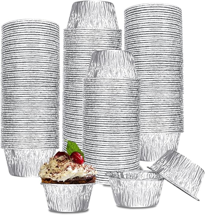 Aluminum Foil Baking Cups, 200 Pack Disposable 3 Oz Ramekins Aluminum Cupcake by SUPPHOUS