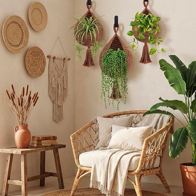Honeydak Boho Decor Hanging Wall Baskets - Image 6