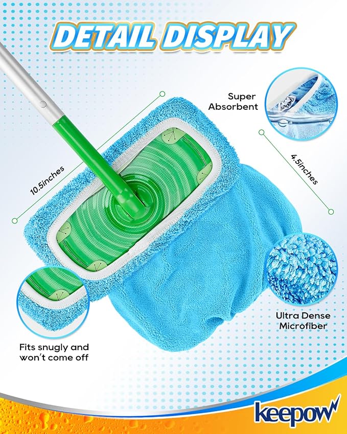 KEEPOW Reusable Dry Sweeping Cloths Microfiber Wet Pads Refill Compatible - Image 3