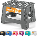 Utopia Home Folding Step Stool with Handle – 9 Inch Anti Slip Collapsible Stool – Holds Up to 300 lbs – Sturdy Plastic Step Stool Foldable for Kitchen, Bathroom and Home Use (1-Pack, Grey) by UTOPIAHOME