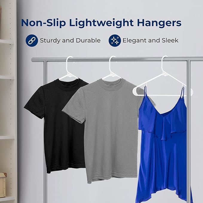 SereneLife White Plastic Hangers 200 Pcs, Durable Hanger Set - Image 4