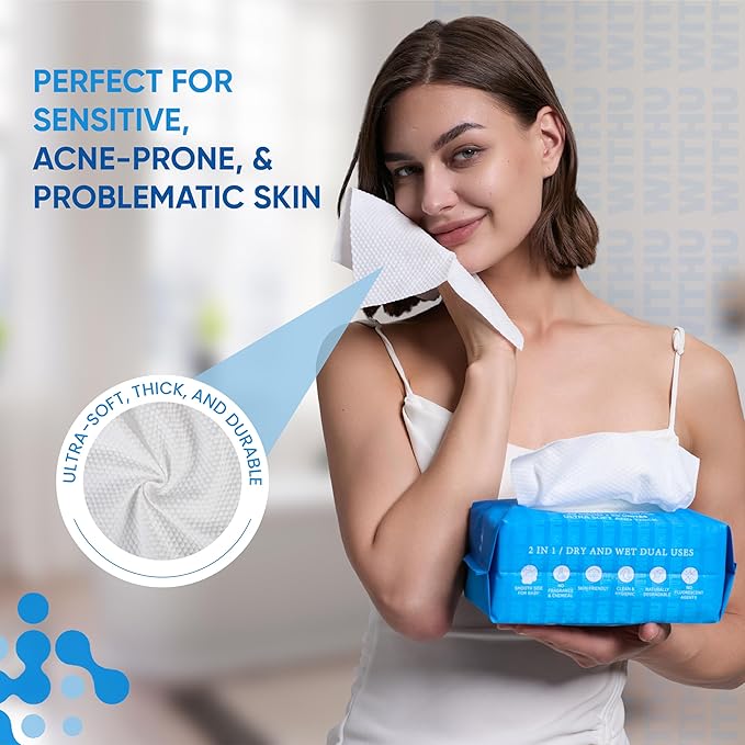 WITHU Disposable Face Towels – Ultra-Soft Biodegradable Face Cleansing Wipe - Image 3