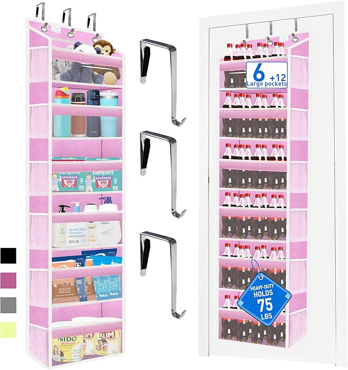 over the door organizer, Solid Bamboo Board 6-Tier Heavy Duty 75LB, 12 Side by Zebricolo