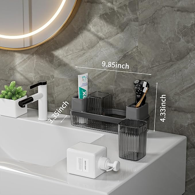 Toothbrush Holder for Bathrooms, 2 Cups Toothbrush Organizer for Bathroom - Image 6