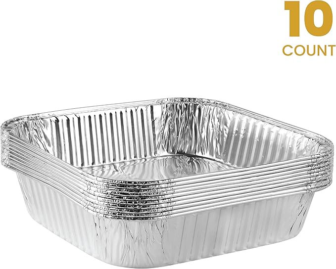 PLASTICPRO Disposable 8'' X 8'' X 2'' Inch Square Aluminum Tin Foil Baking Pans - Image 8